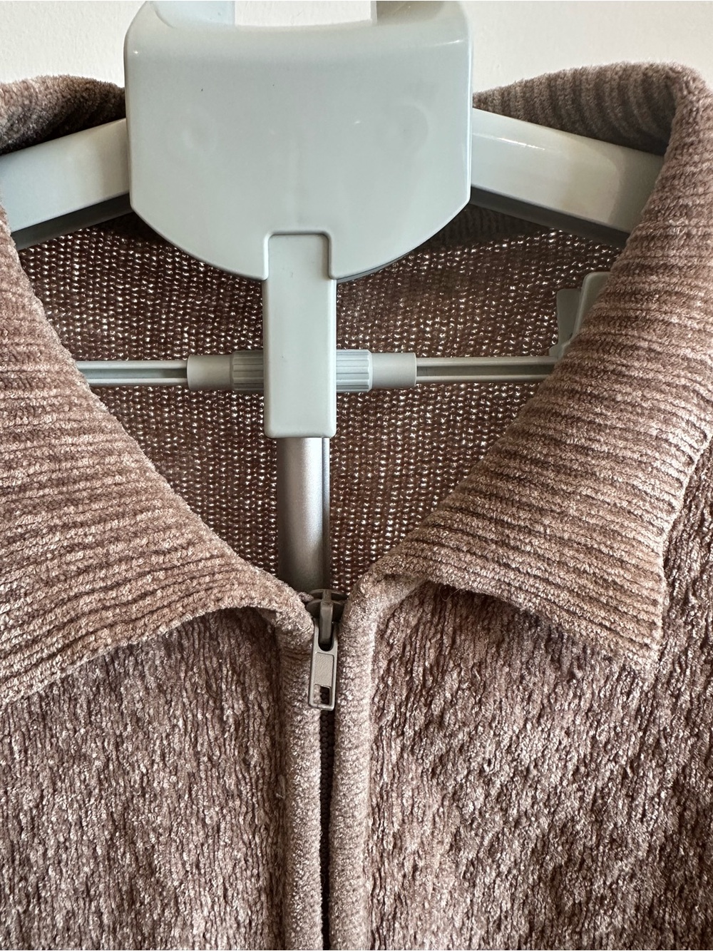 Cozy Taupe Textured Zip-Up Sweater Jacket